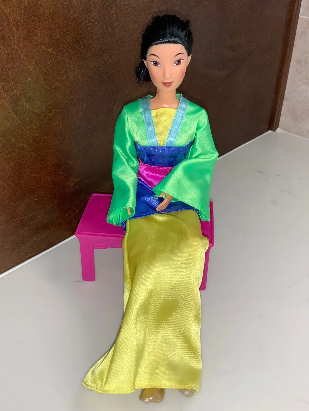 Disney Mattel Mulan Barbie Doll and Accessories-Tea Table, Bench Cricket Cage